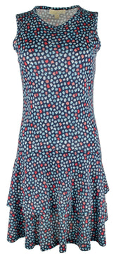 Michael Kors Women's Palm Crew Neck Tiered Flounce Sleeveless Dress XL